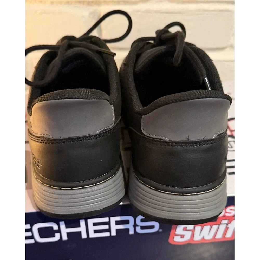 NWT Skechers Hands Free Slip-ins Swift Fit Black Grey Mens 10.5 Sneaker Workwear